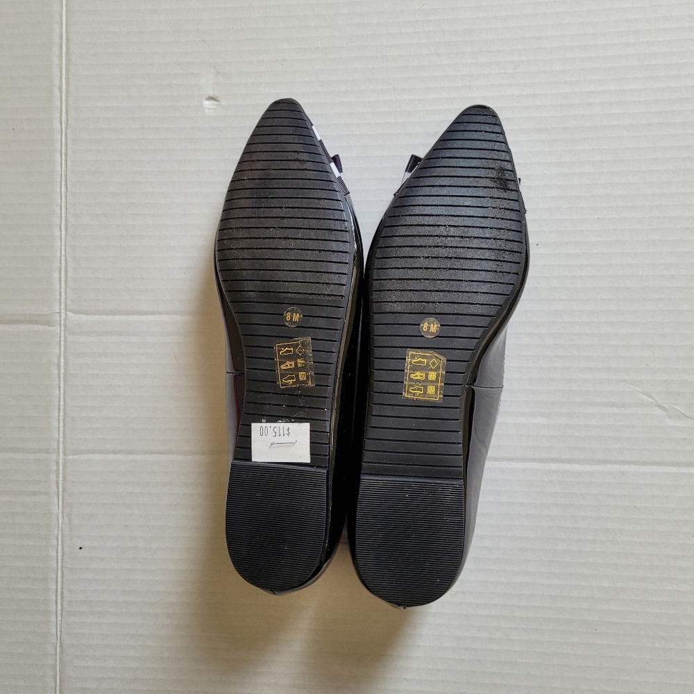 J Renee shoes black and white flats pointed toe patent leather preppy size 8 new - Picture 5 of 13